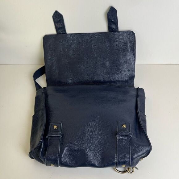 Vere Verto Navy Blue Leather Backpack Convertible Messenger Crossbody Travel Bag main image 5